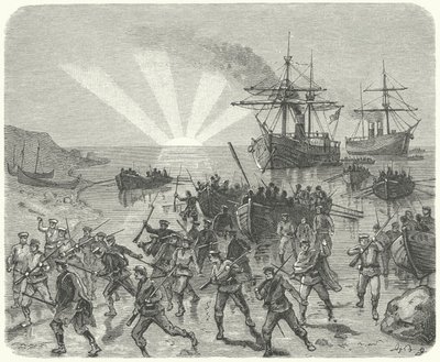 Giuseppe Garibaldi landing at Marsala, Sicily by German School
