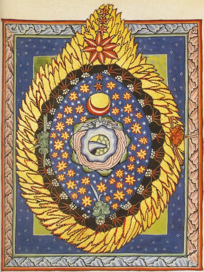 God, Cosmos, and Humanity. Miniature from Liber Scivias by Hildegard of Bingen, c.1175 by German School