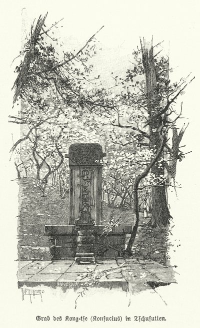 Grave of the Ancient Chinese Philosopher and Statesman Confucius by German School