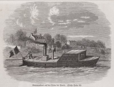 Gunboat on the River Seine during the Siege of Paris, Franco-Prussian War by German School