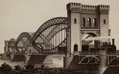 Hamburg: Eisenbahn-Elb-Brucke, The Railroad Bridge across the Elbe by German School