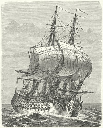 Hercule, French 58-gun frigate by German School
