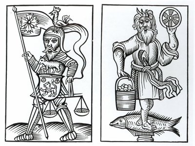 Hermensul or Irmensul (left) and Crodon (right) Idols of the Ancient Saxons, after a Woodcut in the Annales Circuli Westphaliae by Herman Stangefol, Published 1656 by German School