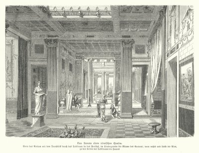 Interior of a Roman house by German School
