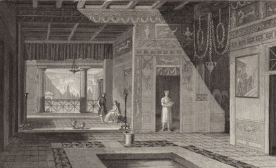Interior of a Roman house in Pompeii (Illustration for Bilder-Atlas) by German School