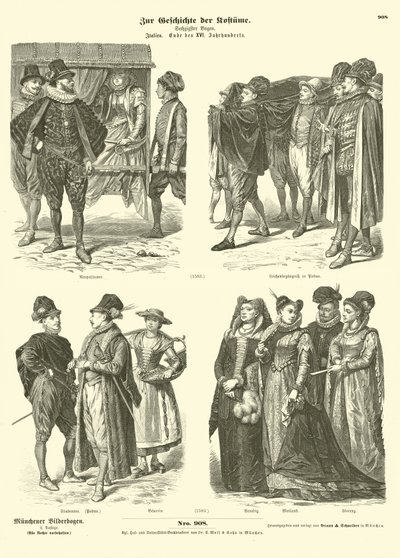 Italian Costumes, Late 16th Century by German School