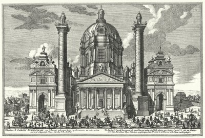 Karlskirche (St Charles Church), Vienna (engraving) by German School