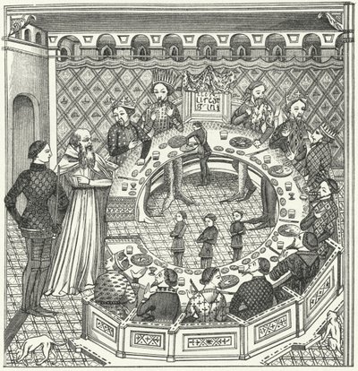 King Arthur and the Round Table (engraving) by German School