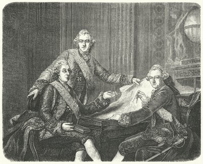 King Gustav III of Sweden in consultation with his brothers Charles and Frederick Adolf by German School