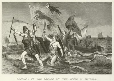Landing of the Saxons on the shore of Britain by German School