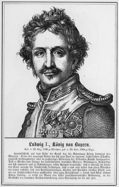 Ludwig I, King of Bavaria (engraving) by German School