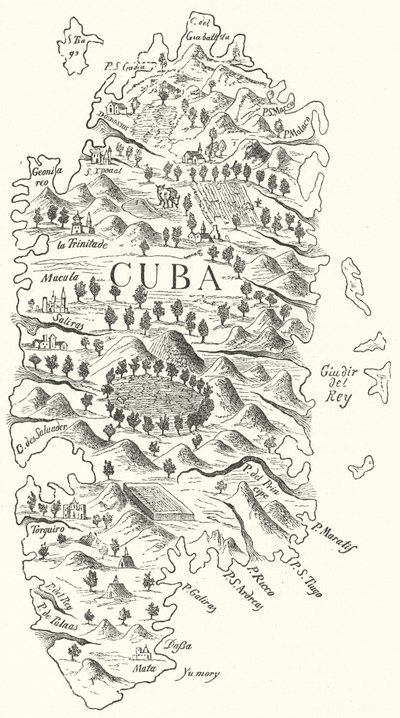Map of Cuba by German School