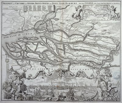 Map of Hamburg and the surrounding area, published in Nuremberg by German School