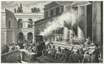 Mark Antony precipitates a riot with his oration at Julius Caesar