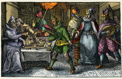 Masks visiting all dwellings bring the ritual Carnival festivities in every home by German School