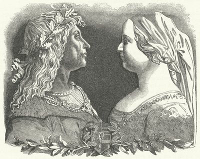 Matthias Corvinus, King of Hungary, and his queen, Beatrice of Naples (engraving) by German School