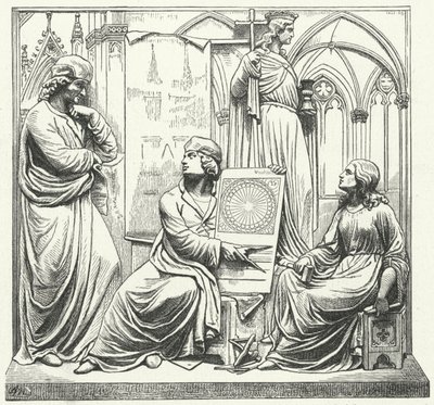 Medieval German architect Erwin von Steinbach and his family by German School