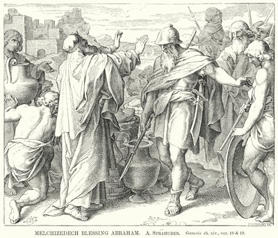 Melchizedech Blessing Abraham (engraving) by German School