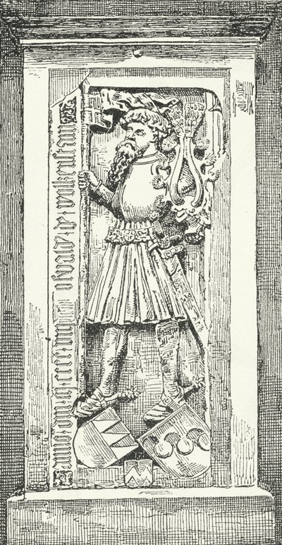 Memorial stone at Brixen Cathedral of the German poet and diplomat Oswald von Wolkenstein by German School