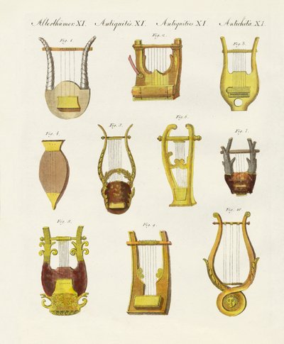 Musical Instruments of the Ancients: Lyres and Zithers by German School