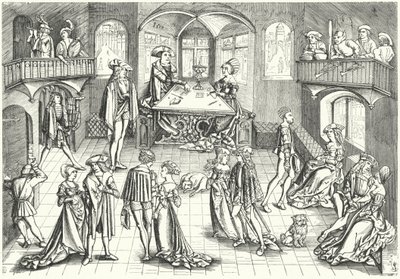 Nobles Dancing by German School