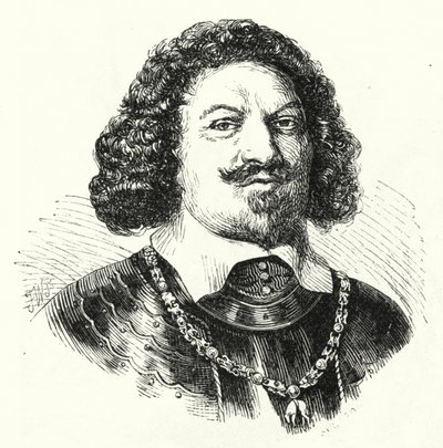 Ottavio Piccolomini, Italian general in the army of the Holy Roman Empire in the Thirty Years War (engraving) by German School