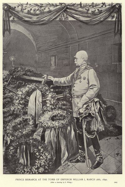 Otto von Bismarck at the tomb of Emperor William I by German School