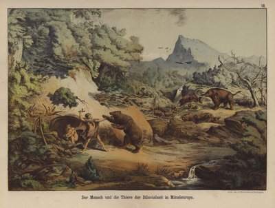 People and animals of Prehistoric Europe by German School