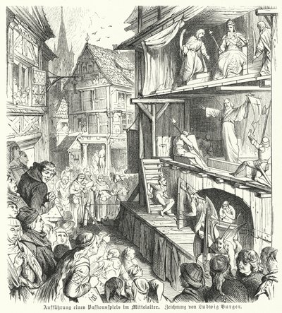 Performance of a Passion Play in the Middle Ages by German School