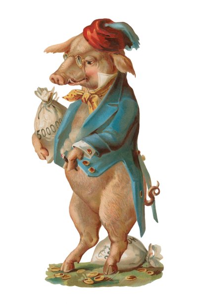 Pig with Stash of Money by German School
