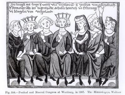 Poetical and Musical Congress, Wartburg, 1207, Illustration from Science and Literature in the Middle Ages and the Renaissance, Written and Engraved by Paul Lacroix, 1878 by German School