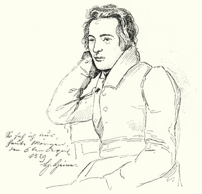 Portrait of German poet and writer Heinrich Heine as a young man by German School