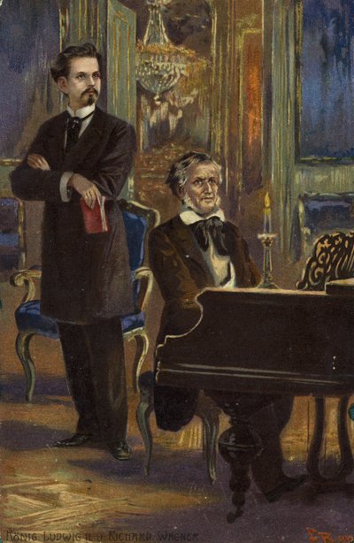 Portrait of King Ludwig II and Richard Wagner by German School