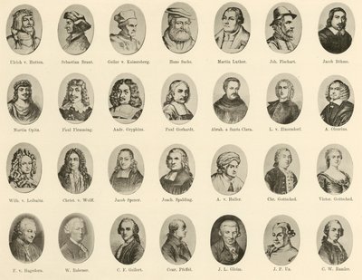 Portraits of famous Germans from Ritter vom Deutschen Geiste by German School