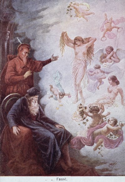 Postcard depicting the temptation of Faust by Mephistopheles, c.1905 by German School