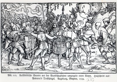 Rebel Peasants Surrounding a Knight, from an Illustration to Trostspiegel by Petrarch, 1539 by German School