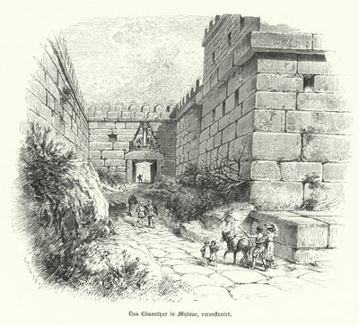Reconstruction of the Lion Gate, Entrance to the Citadel of Mycenae, Greece by German School