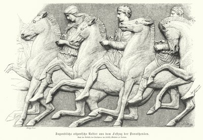 Relief from the Parthenon Frieze Depicting Athenian Youths Riding Horses by German School