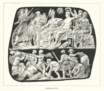 Roman Emperor Augustus and his third wife, Livia by German School