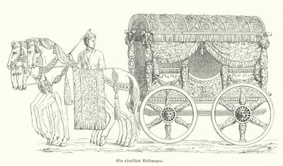 Roman horse-drawn carriage by German School