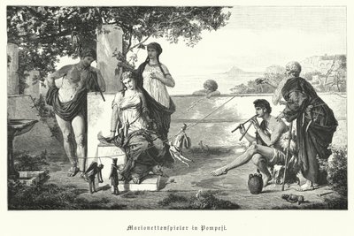 Roman puppeteers in Pompeii by German School