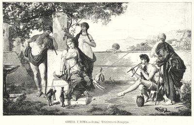 Roman Puppeteers in Pompeii by German School