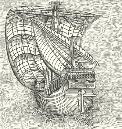 Seagoing ship sailing with the wind by German School