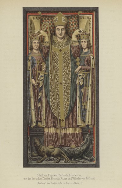 Siegfried von Eppstein, Archbishop of Mainz from 1230 to 1249, with the German Kings Henry Raspe, Landgrave of Thuringia, and William II of Holland, Count of Holland and Zeeland by German School