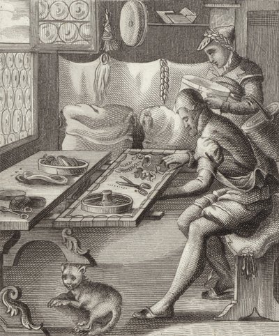 Silk Embroiderer by German School