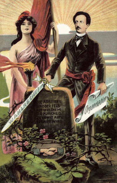 Socialist Propaganda Postcard by German School