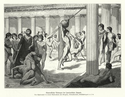 Spartan youths performing gymnastic exercises, Ancient Greece by German School