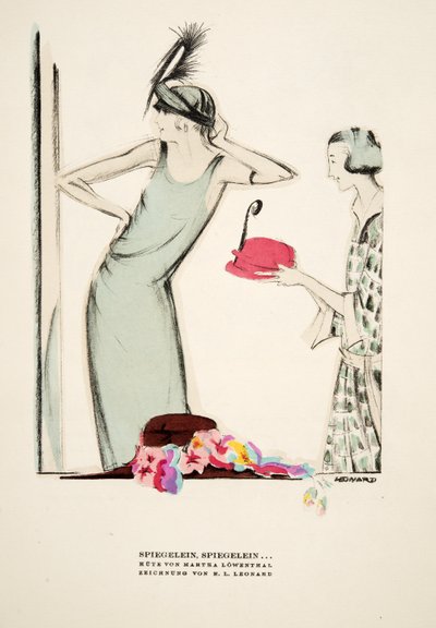Mirror, Mirror..., hats by Martha Lowenthal, from Styl, pub.1922 by German School