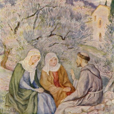 St Francis and the Calling of St Clare of Assisi by German School