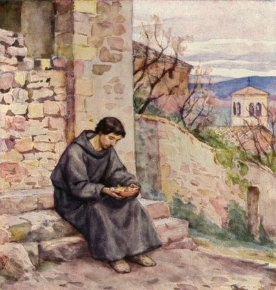 St Francis as a Beggar Eating His Meal by German School
